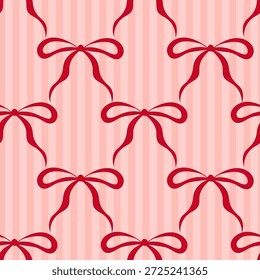 Patrón de lazo coqueta sin costuras. Ornamento del Vector del día de San Valentín, estética retro