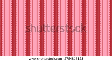 Seamless coquette cottagecore striped pattern with vertical pink bands and delicate ruffle lines. Pastel background with a romantic vintage mood for fabric, wallpaper, wrapping paper, and textiles.