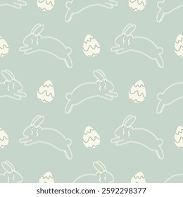 Seamless Coquette Easter Bunny Pattern – Minimalist Spring Pastel Background