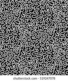 Seamless coral, brain pattern in black and white