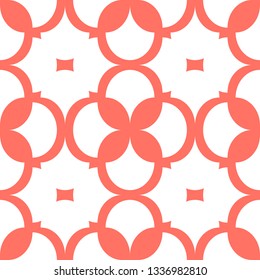 Seamless coral geometric pattern retro background. Clothing fabric print, wrap paper textile