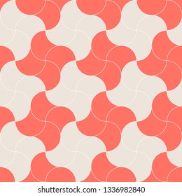 Seamless coral geometric pattern retro background. Clothing fabric print, wrap paper textile