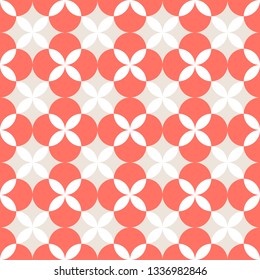 Seamless coral geometric pattern retro background. Clothing fabric print, wrap paper textile