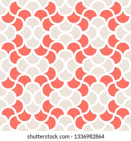 Seamless coral geometric pattern retro background. Clothing fabric print, wrap paper textile