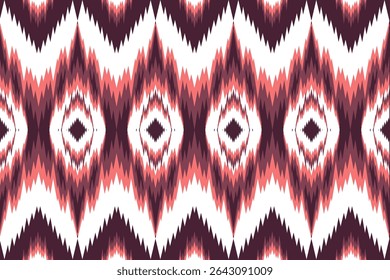 Diseño de impresión textil digital de patrón Ikat de coral y cimarrón perfecto para el Fondo de pantalla o el fondo de la tela
