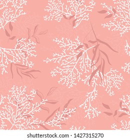 Seamless coral pattern - Great for summer textile print or wedding invitations, cards, backgrounds, gifts, packaging design projects. Surface pattern design.