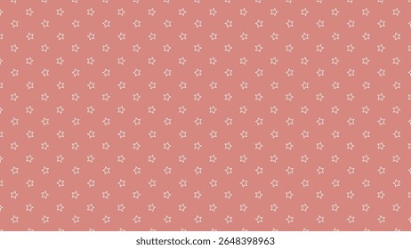Seamless coral pink background with white star outlines. Ideal for kids pattern design, nursery wallpaper, baby fabric, cute wrapping paper, and pastel-themed digital projects.