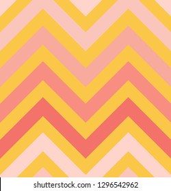 Seamless coral pink color zigzag pattern design on gold background. vector illustration