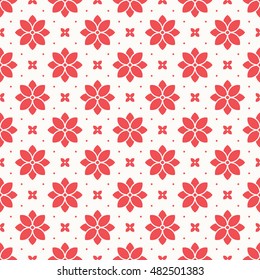 seamless coral pink flower pattern. each detail in separate layer.