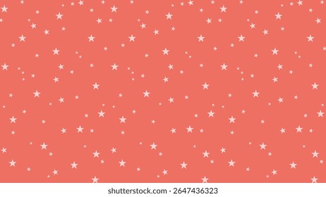 Seamless coral pink star pattern background with white stars. Ideal for kids designs, nursery decor, fabric prints, baby shower invitations, wrapping paper, and cute digital scrapbooking projects.