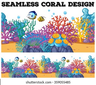 Seamless coral reef under the ocean illustration