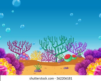Seamless coral reef under the water illustration