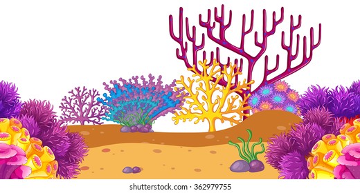 Seamless coral reef underwater illustration