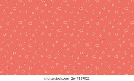 Seamless coral star outline pattern on pink background. Ideal for kids fabric, baby shower design, wrapping paper, nursery wall art, and cute celestial themed vector illustrations.