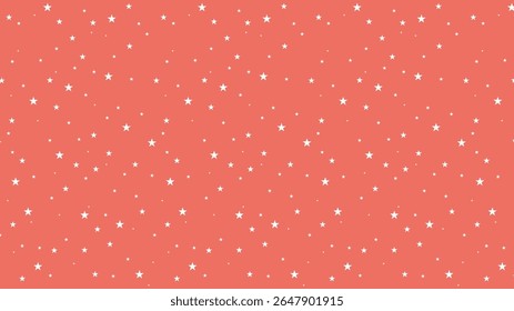 Seamless coral star pattern with white stars. Ideal for kids backgrounds, nursery prints, party decorations, scrapbook paper, cute celestial designs, and whimsical digital or print projects.