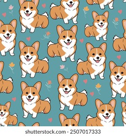 Seamless Corgi Pattern in vector