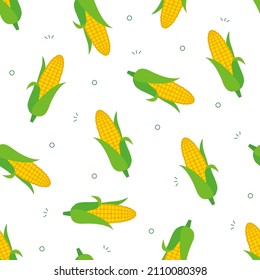 seamless corn pattern design, simple flat corn pattern template vector