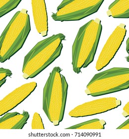 Seamless corn pattern on white background vector