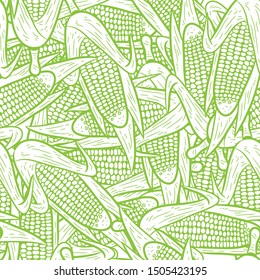 Seamless Corn Pattern Vector, Hand Drawing