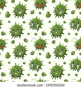seamless corona virus graphic doodle cartoon characters, concept of corona virus infection, Coronavirus covid-19. Illustration of logo, symbol and infographic element. 