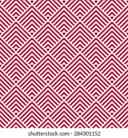 Seamless corporate red and white art deco square chevrons pattern vector