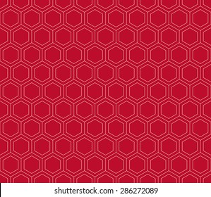 Seamless corporate red and white hexagon pattern vector