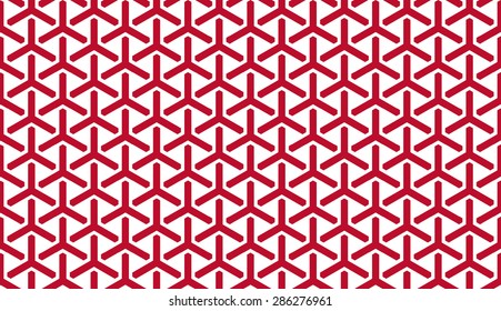 Seamless corporate red and white isometric overlapping tridents pattern vector