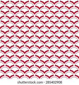 Seamless corporate red and white oriental fish scales pattern vector