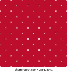 Seamless corporate red and white pixel cross textile pattern vector