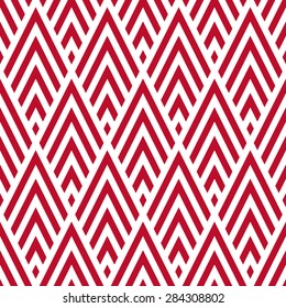 Seamless corporate red and white rhombic chevrons art deco pattern vector