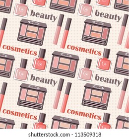 Seamless cosmetics pattern. vector