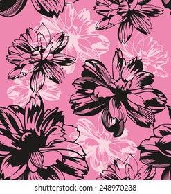 Seamless Cosmos flowers background