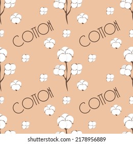 Seamless Cotton Pattern. Seamless cotton bud vector illustration for packaging or fabric print.