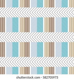 Seamless cotton textile pattern. Checkered print with and chevron elements. Design for tablecloth, napkins, shirts, suits. Classical retro collection. Beige.
