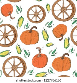 Seamless country pattern. The pattern can be used to design napkins, cards, wallpapers, curtains and other decorations. Doodle style in color.