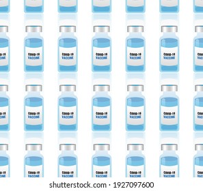 Seamless covid-19 vaccine vials pattern, concept of vaccination and prevention, vector illustration