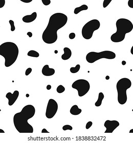 Seamless cow hide pattern. Vector repeat texture with black spot. Animal skin. Template 2021 modern background