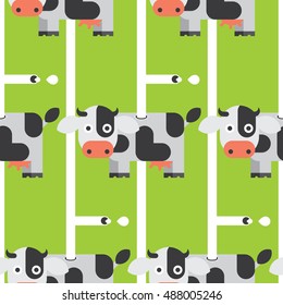 Seamless Cow and Milk pattern vector