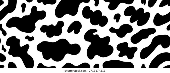 Patrón de vaca sin fisuras con mancha de leche. Textura para impresión y diseño animal. Diseño de superficie de Vector Doodle 