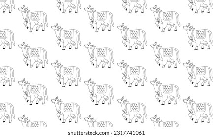 seamless cow pattern,spritual design,fabric seamless design,krishna devotee seamless pattern