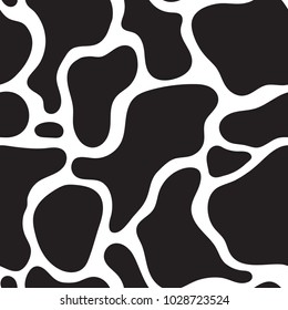 Seamless cow skin fashion pattern. Giraffe, dalmatians dog, zebra, animal fur skin texture pattern.Cow textile print. Camouflage background wallpaper. Seamless black and white vector background. 