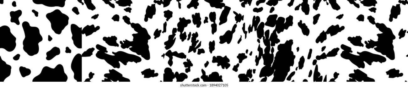 Seamless cow skin pattern. Animal skin in vector. Printing on clothing, dress, fabric, background printing. Seamless colorful cow pattern. Vector image. Safari texture, zoo.