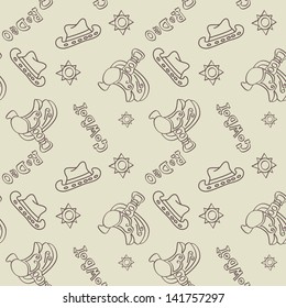 Seamless Cowboy accessories vector illustration