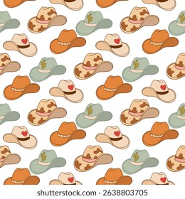 Seamless Cowboy Hat Pattern with Rustic Style
