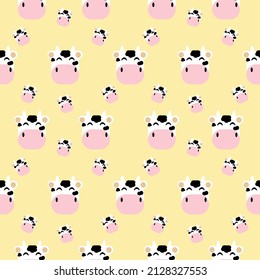 seamless cows background with funny cows, funny cattle, bull, cow, milk, farm animals, farm animals, horns, hooves, spots, beef, lovers