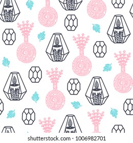 Seamless cozy scandinavian pattern. Vector background with different elements. Design for prints, shirts and posters.