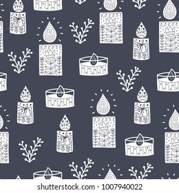 Seamless cozy scandinavian pattern. Vector background with different elements. Design for prints, shirts and posters.