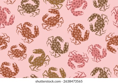 seamless crab pattern for background, fabric, wrapping, etc.