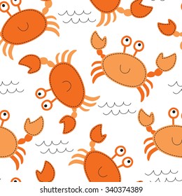 seamless crab pattern vector illustration