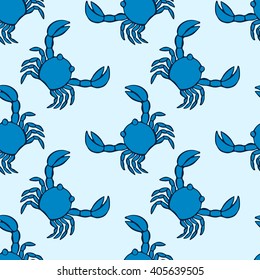 Seamless crab pattern. Vector illustration.